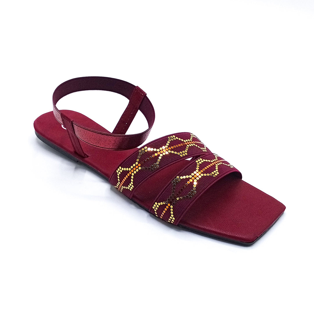 Casual Flat Sandal - 5416 Maroon