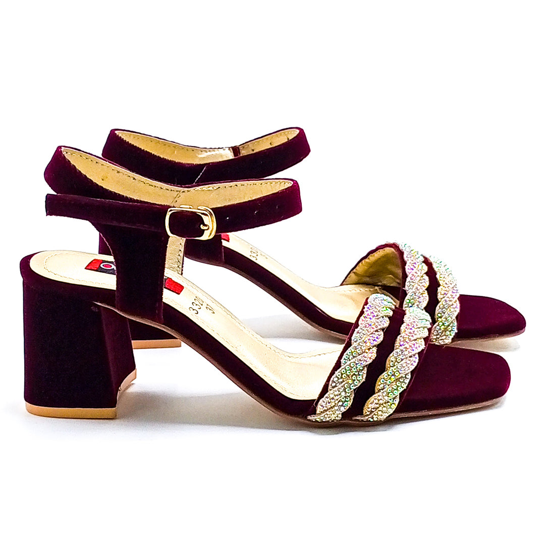 Fancy Heel Sandal - 332076 Maroon