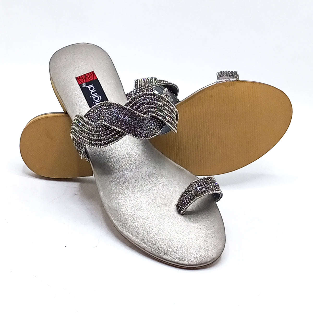 Fancy Flat Chappal - 10202 Grey