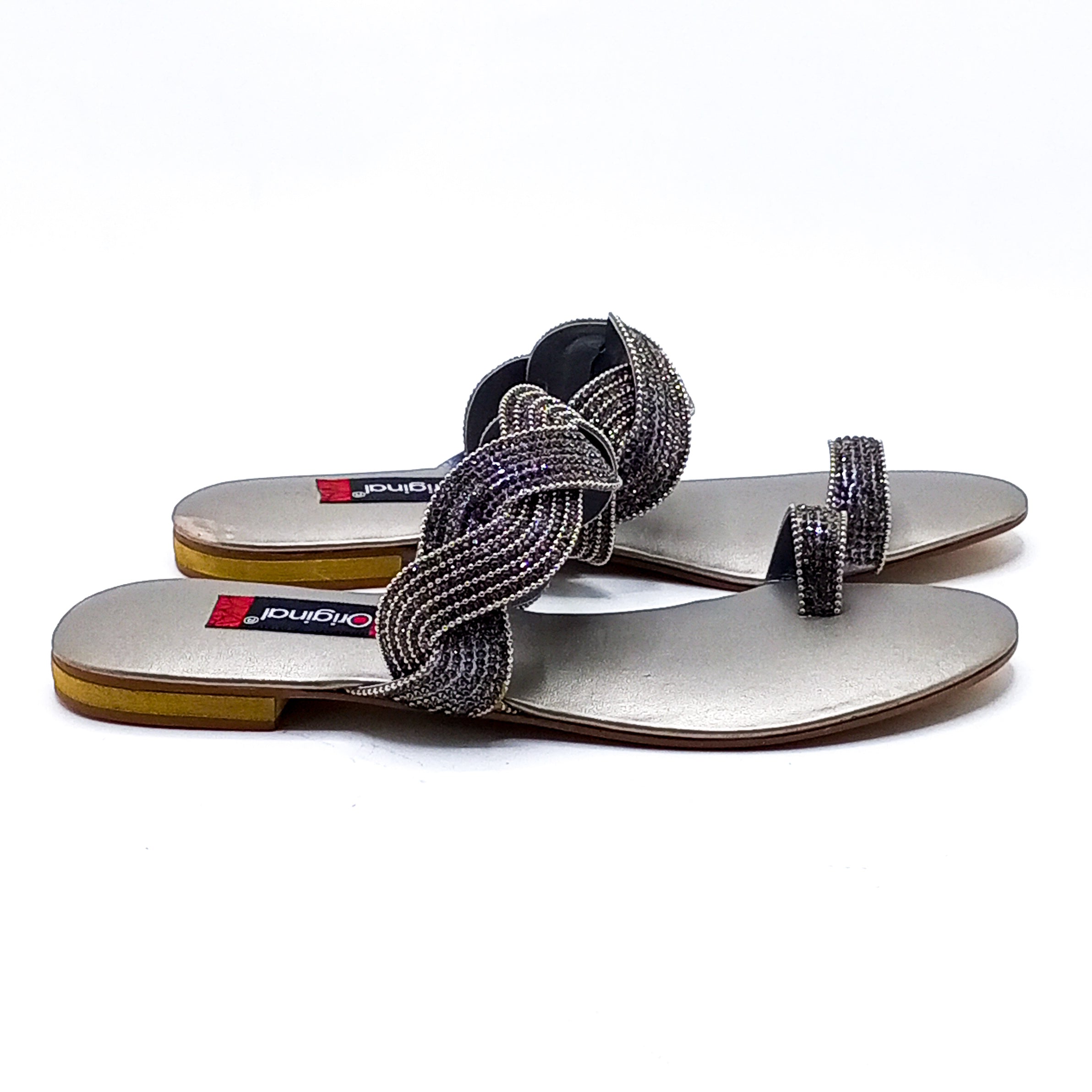 Fancy Flat Chappal - 10202 Grey