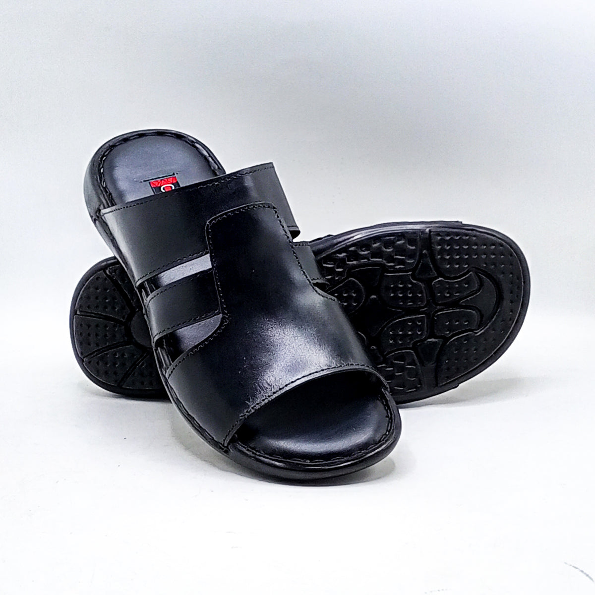 Leather Slipper-24334-Black