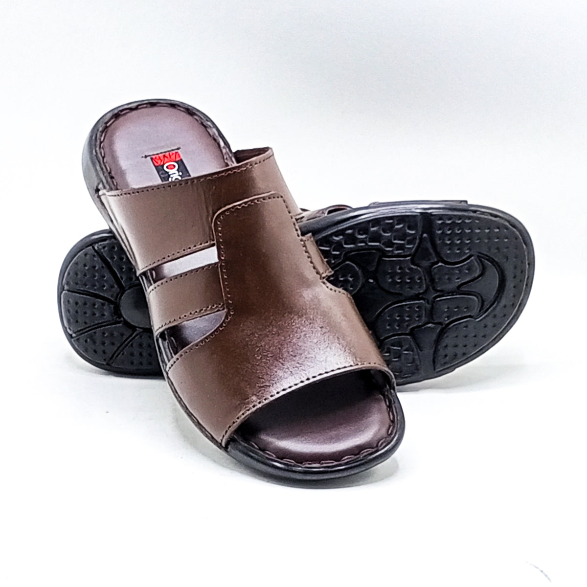 Leather Slipper-24334-Brown