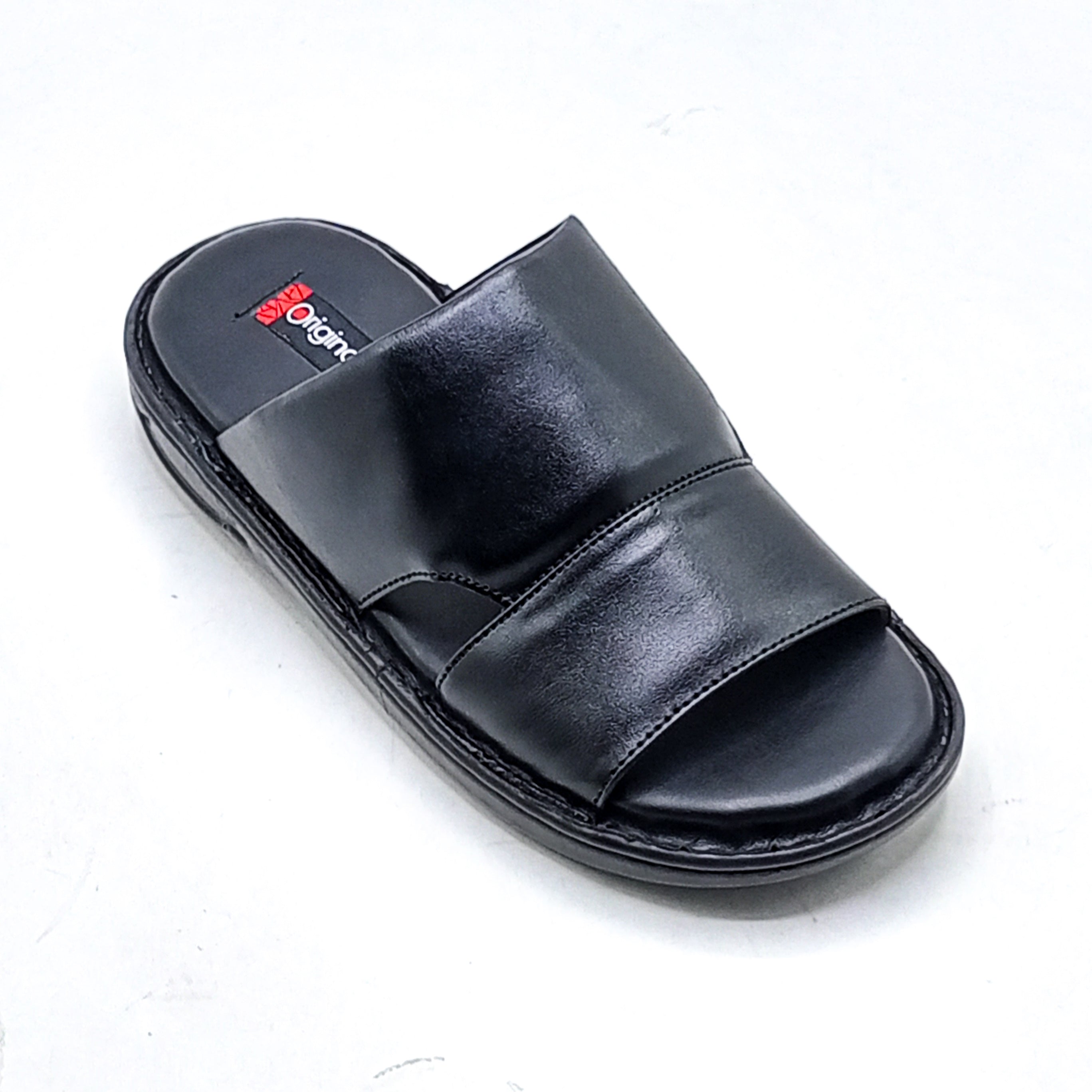 Leather Slipper-24338-Black