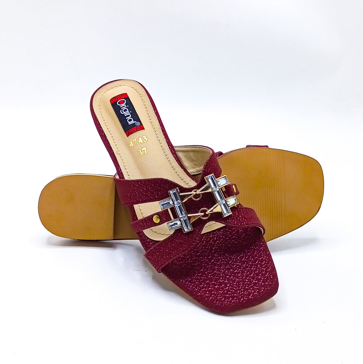 Casual Flat Slipper - 4743 Maroon