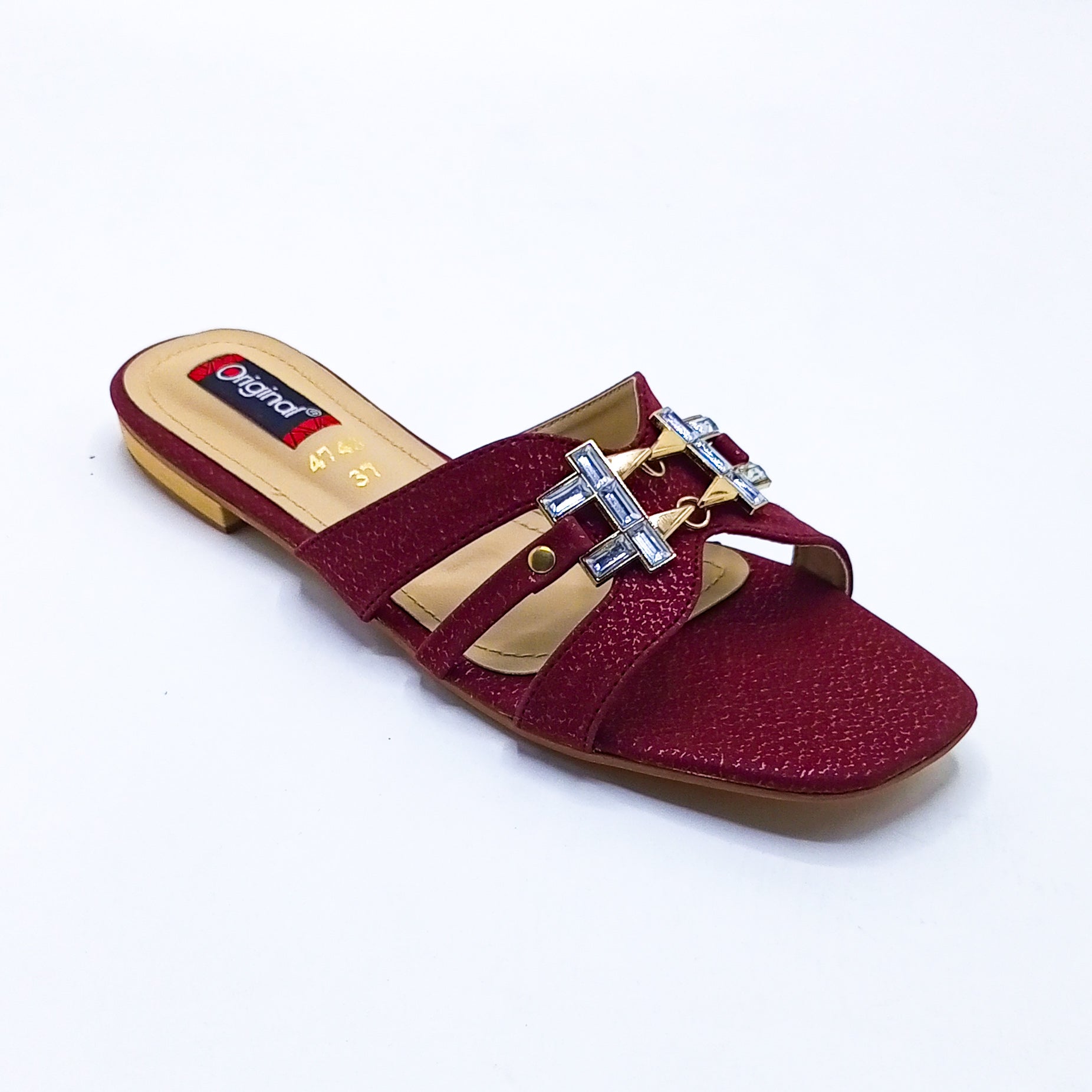 Casual Flat Slipper - 4743 Maroon